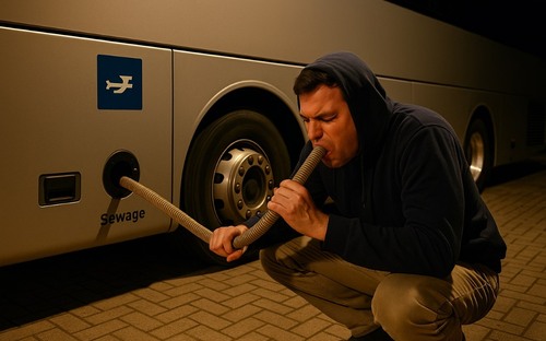 Chceli ukradnúť naftu z autobusu. Namiesto toho vyprázdnili WC