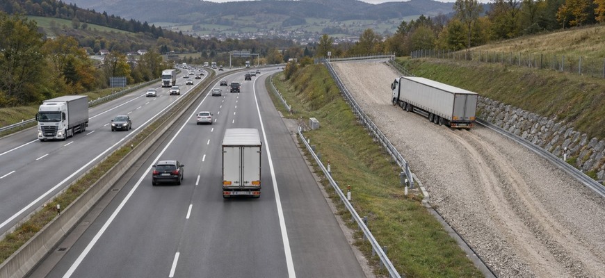 Úniková rampa na diaľnici: Ako dokáže zastaviť aj 40-tonovú súpravu?