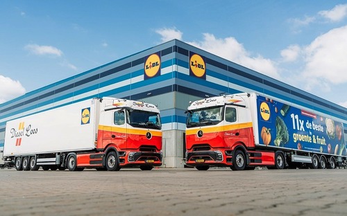 Lidl budú zásobovať elektrické Mercedesy. Model eActros 600 príde vo veselých farbách