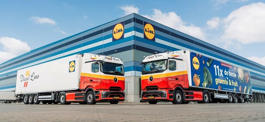 Lidl budú zásobovať elektrické Mercedesy. Model eActros 600 príde vo veselých farbách